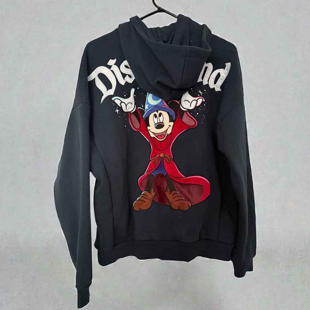 Viral Disney Men's Black Zip-Up Sweater with Mickey Design